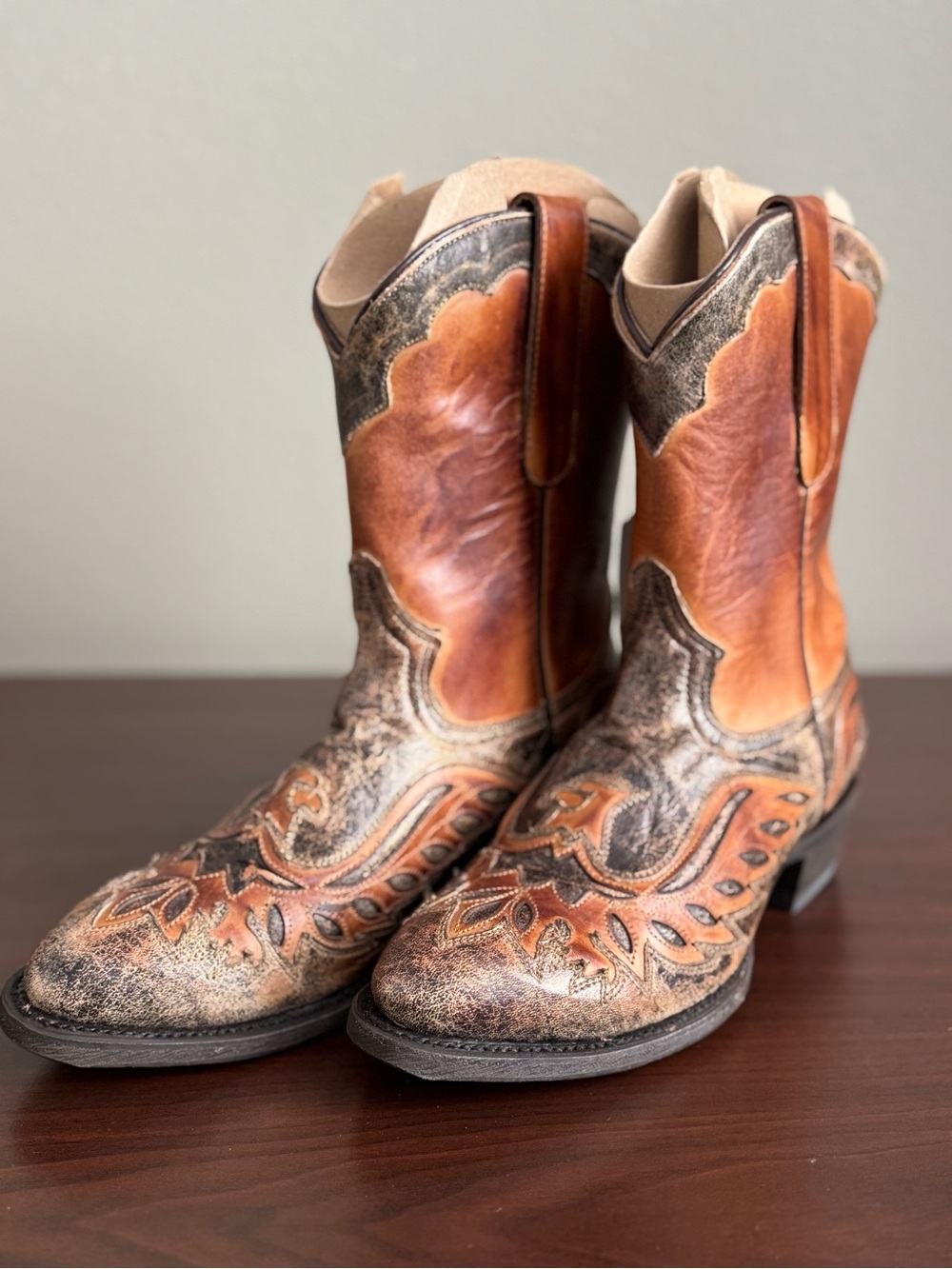 Stetson Horseman Women’s Boots Distressed Eagle Discontinued Handmade RARE NIB